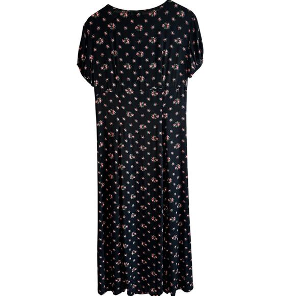 Vintage Gap 90s Grunge Dainty Floral Button Front Maxi Dress Black M - Picture 8 of 11